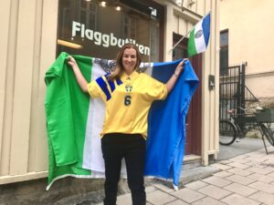 Teres Gärdin Sverigetröja Jämtlandsflagga